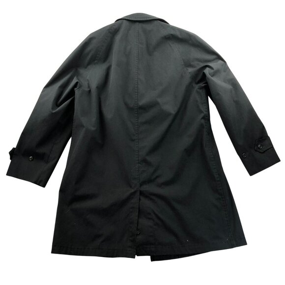 London Fog Mens Trench Coat 38R Black Maincoat Button Up Collarred Casual Travel - Picture 2 of 16